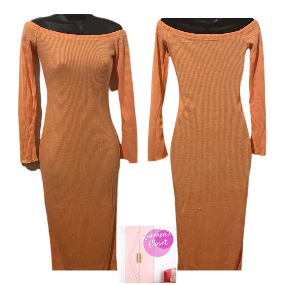 Peach Off the Shoulder Dress